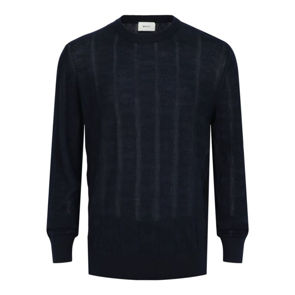 Bally Vertical-Pattern Cashmere Sweater Blue Mens